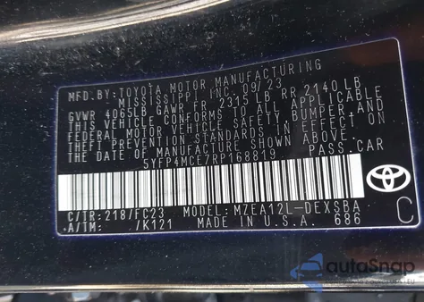 2024 Toyota Corolla Se z USA, uszkodzony, nr VIN 5YFP4MCE7RP168819